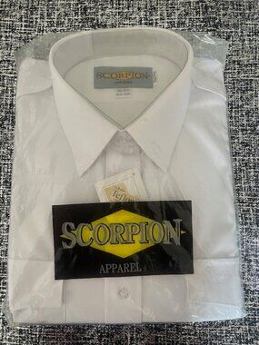Men's Scorpion Apparel White Short Sleeve Size 16-16.5  (XLR-XGR)